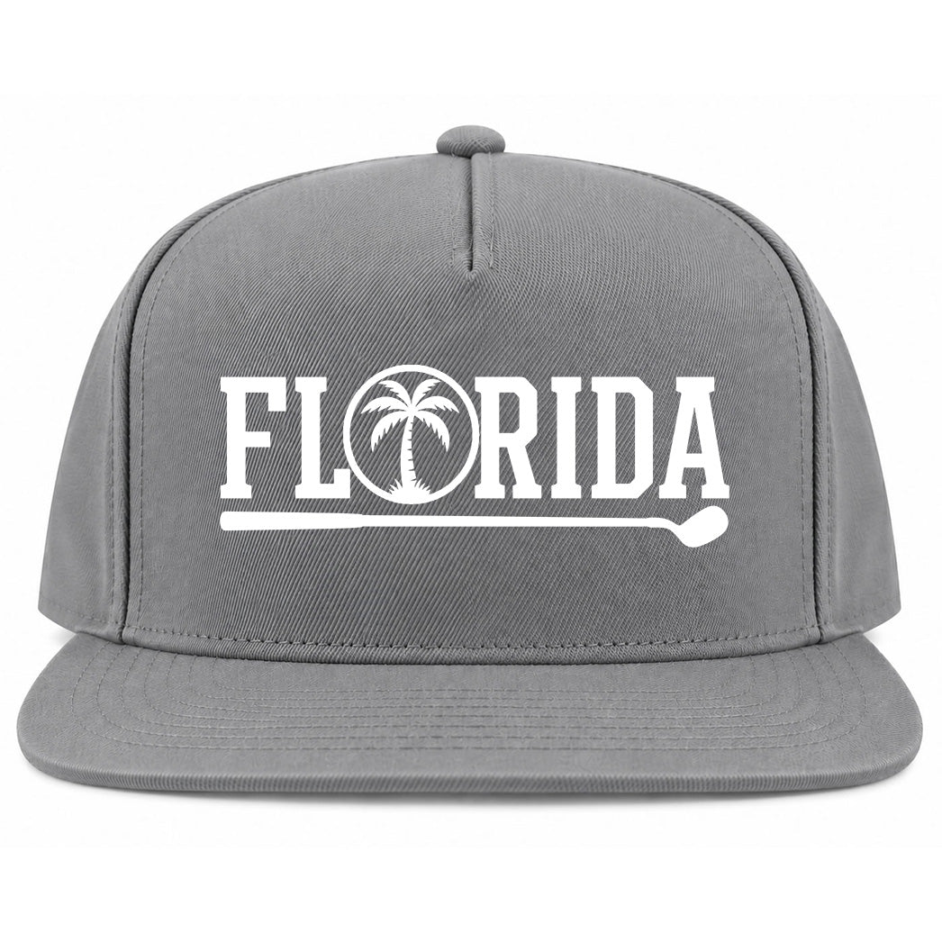 Grey Florida Palm Tree Golf Snapback Hat