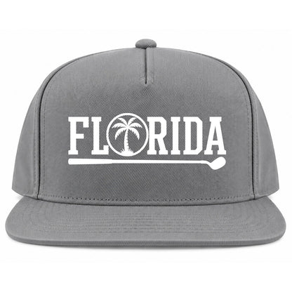 Grey Florida Palm Tree Golf Snapback Hat