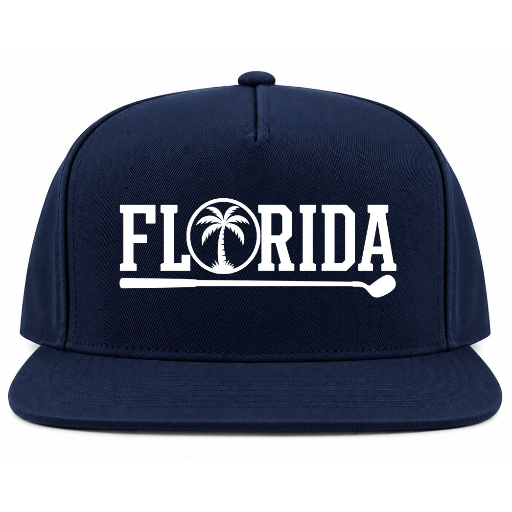 Navy Blue Florida Palm Tree Golf Snapback Hat