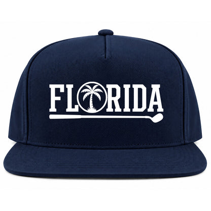 Navy Blue Florida Palm Tree Golf Snapback Hat