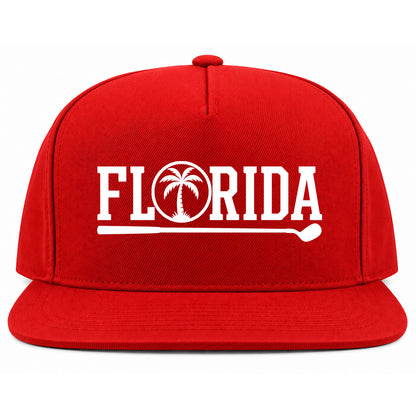 Red Florida Palm Tree Golf Snapback Hat