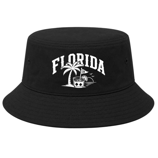 Black Florida Tropical Beach Golf Bucket Hat