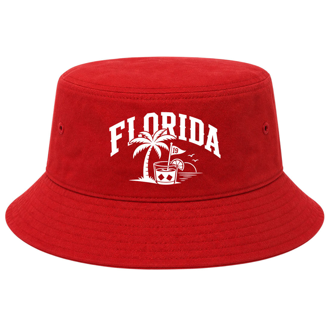 Red Florida Tropical Beach Golf Bucket Hat
