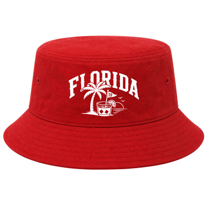 Red Florida Tropical Beach Golf Bucket Hat