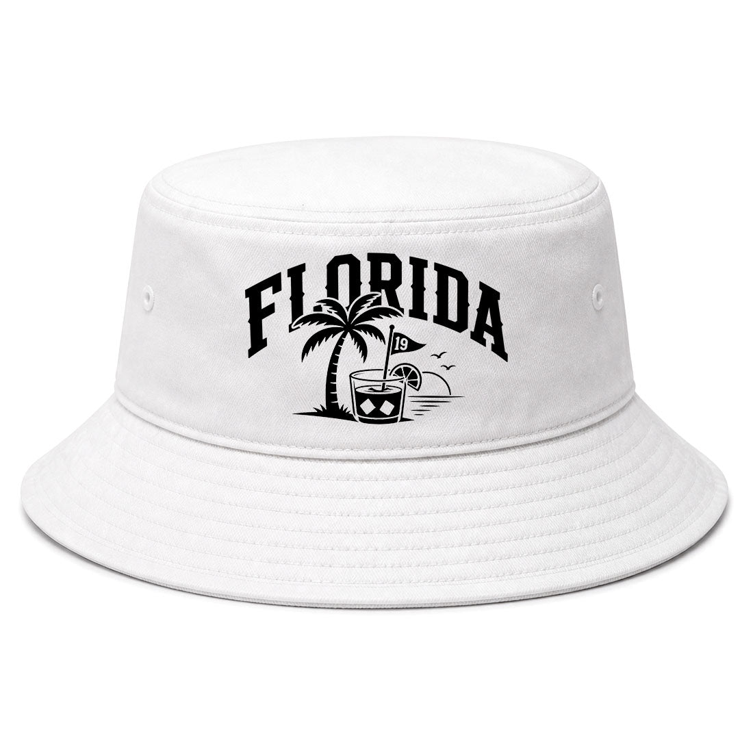 White Florida Tropical Beach Golf Bucket Hat