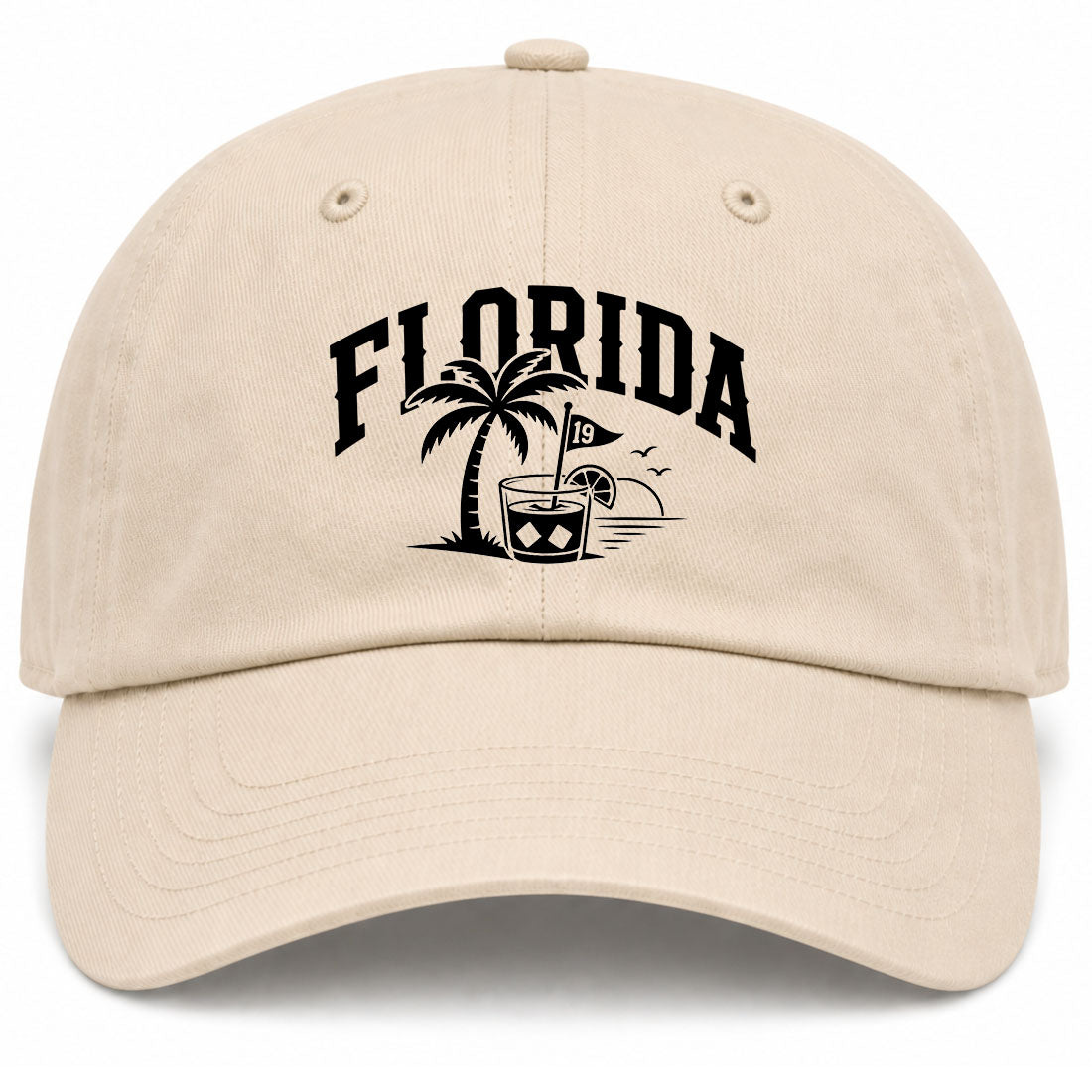 Beige Florida Tropical Beach Golf Dad Hat