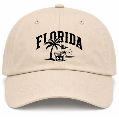 Beige Florida Tropical Beach Golf Dad Hat