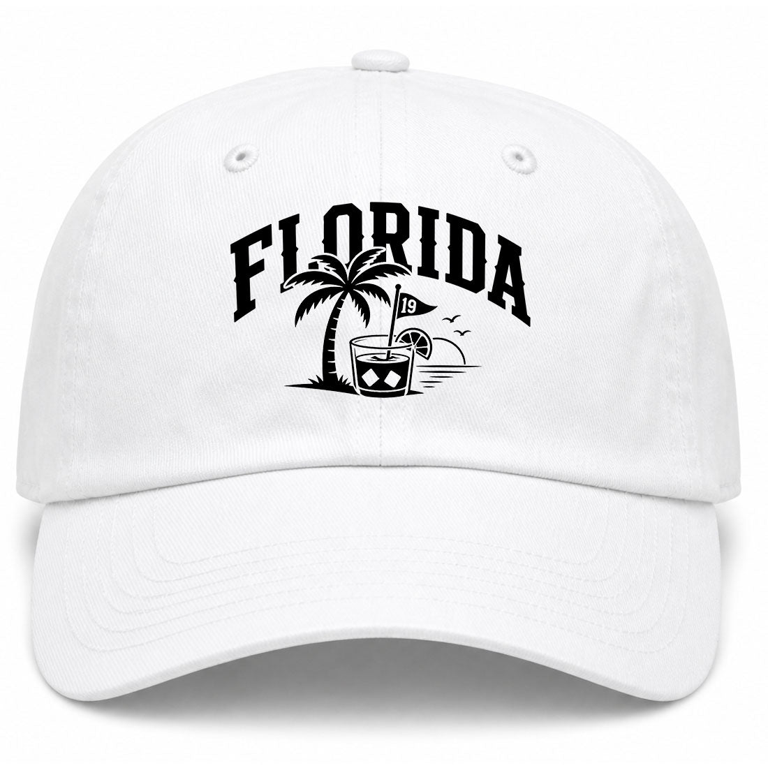 White Florida Tropical Beach Golf Dad Hat