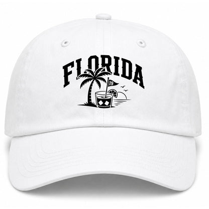 White Florida Tropical Beach Golf Dad Hat