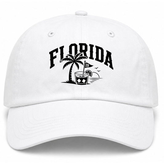 White Florida Tropical Beach Golf Dad Hat