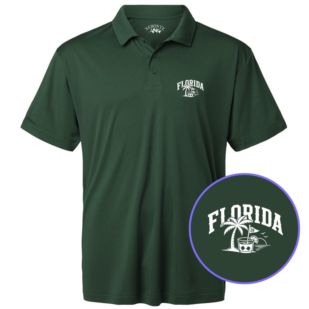 Green Florida Tropical Beach Men's Golf Polo Shirt