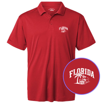 Red Florida Tropical Beach Men's Golf Polo Shirt