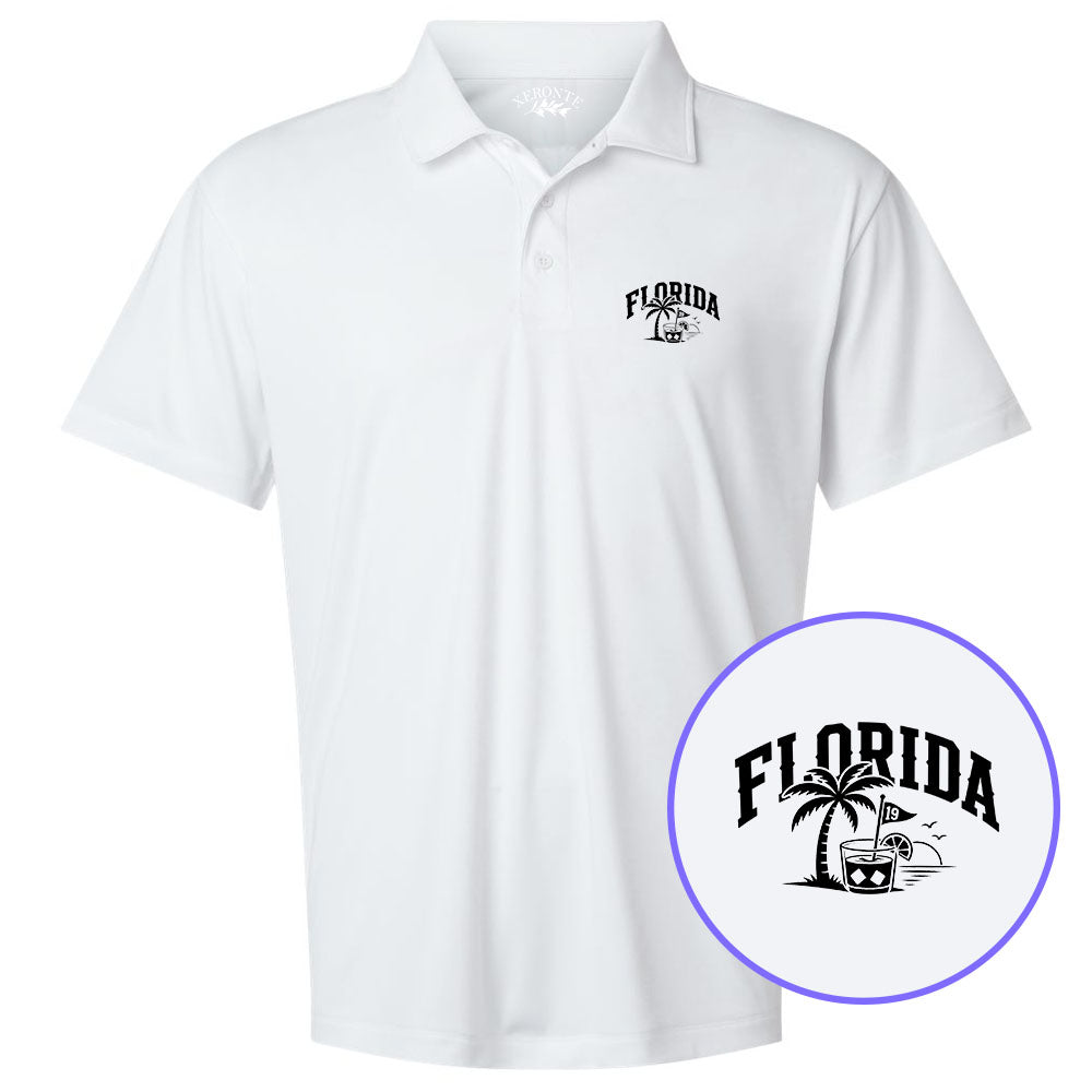 White Florida Tropical Beach Men's Golf Polo Shirt