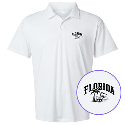White Florida Tropical Beach Men's Golf Polo Shirt