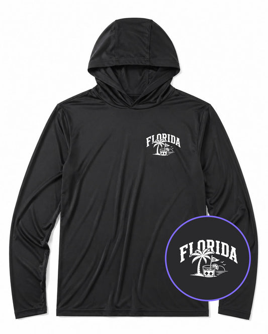 Black Florida Tropical Beach Men's Lightweight Performance Golf Hoodie