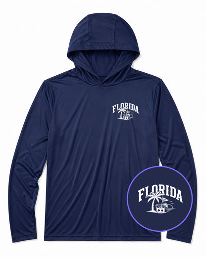 Navy Blue Florida Tropical Beach Men's Lightweight Performance Golf Hoodie