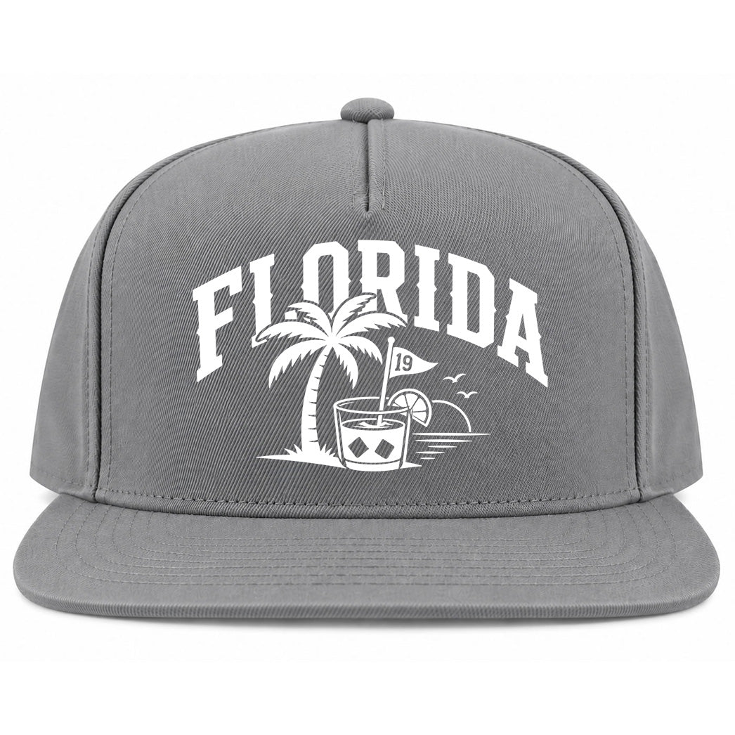Grey Florida Tropical Beach Golf Snapback Hat
