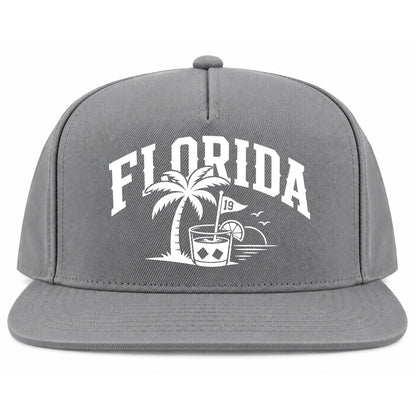 Grey Florida Tropical Beach Golf Snapback Hat