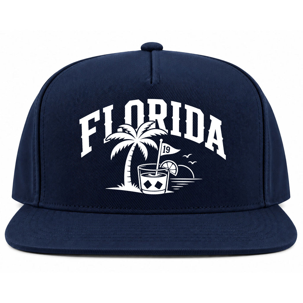 Navy Blue Florida Tropical Beach Golf Snapback Hat