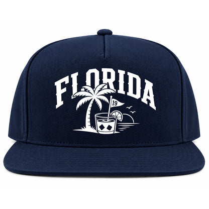 Navy Blue Florida Tropical Beach Golf Snapback Hat