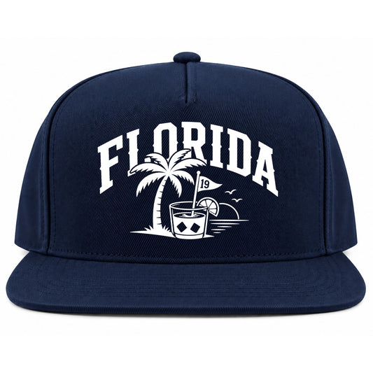 Navy Blue Florida Tropical Beach Golf Snapback Hat