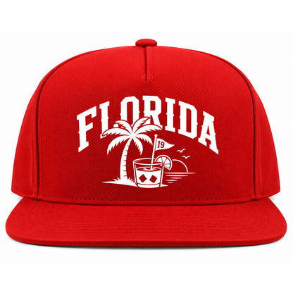 Red Florida Tropical Beach Golf Snapback Hat