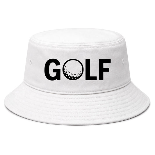 White GOLF Logo Golf Bucket Hat