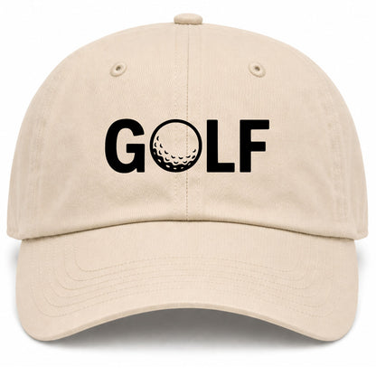 Beige GOLF Logo Golf Dad Hat