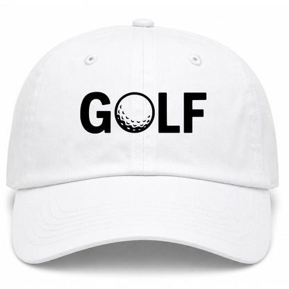 White GOLF Logo Golf Dad Hat