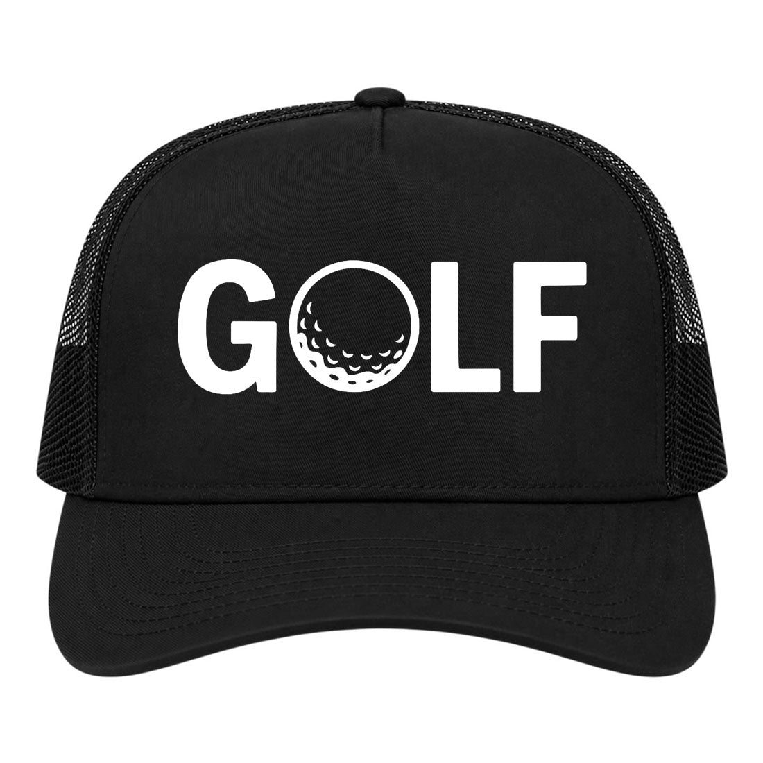 Black GOLF Logo Golf Trucker Hat