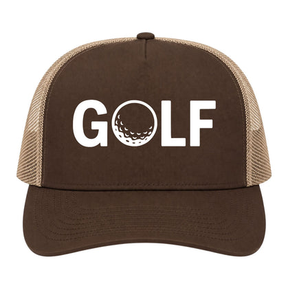 Brown GOLF Logo Golf Trucker Hat