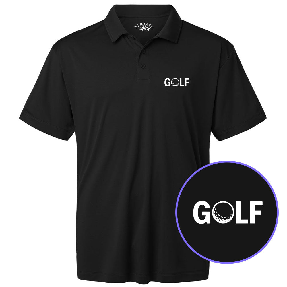 Black GOLF Logo Men's Golf Polo Shirt
