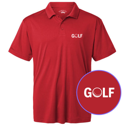 Red GOLF Logo Men's Golf Polo Shirt
