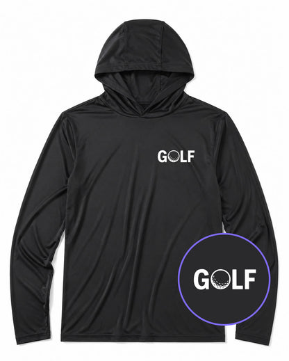 Black GOLF Logo Men's Lightweight Performance Golf Hoodie