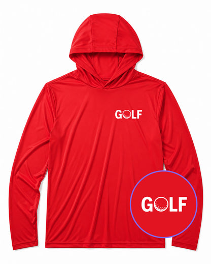 Red GOLF Logo Men's Lightweight Performance Golf Hoodie