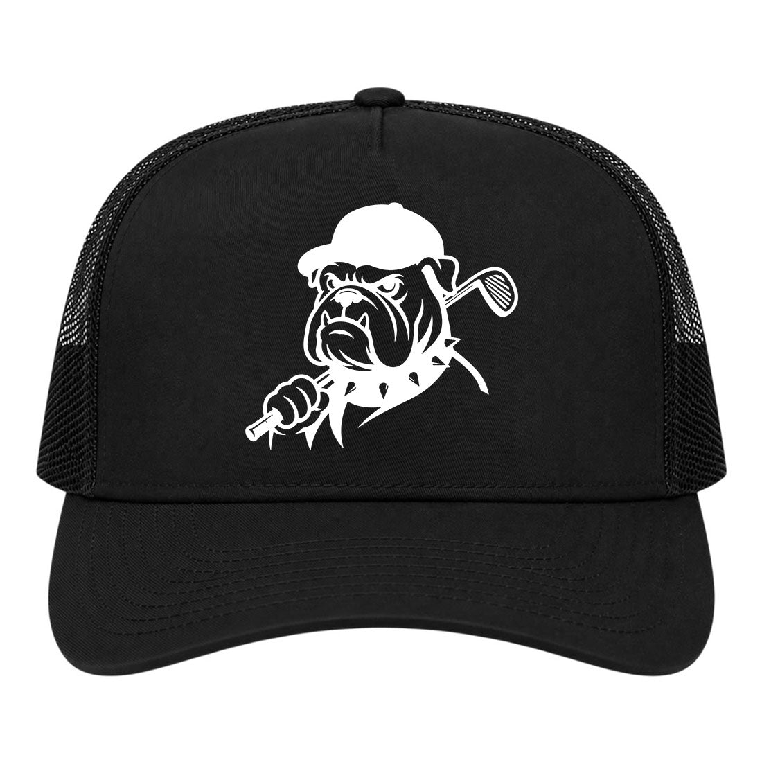 Black Georgia Dog Mascot Golf Trucker Hat