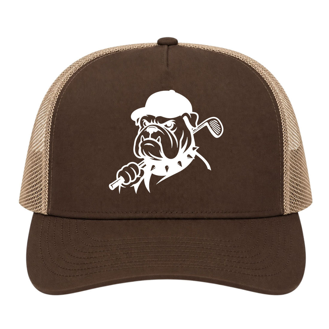 Brown Georgia Dog Mascot Golf Trucker Hat