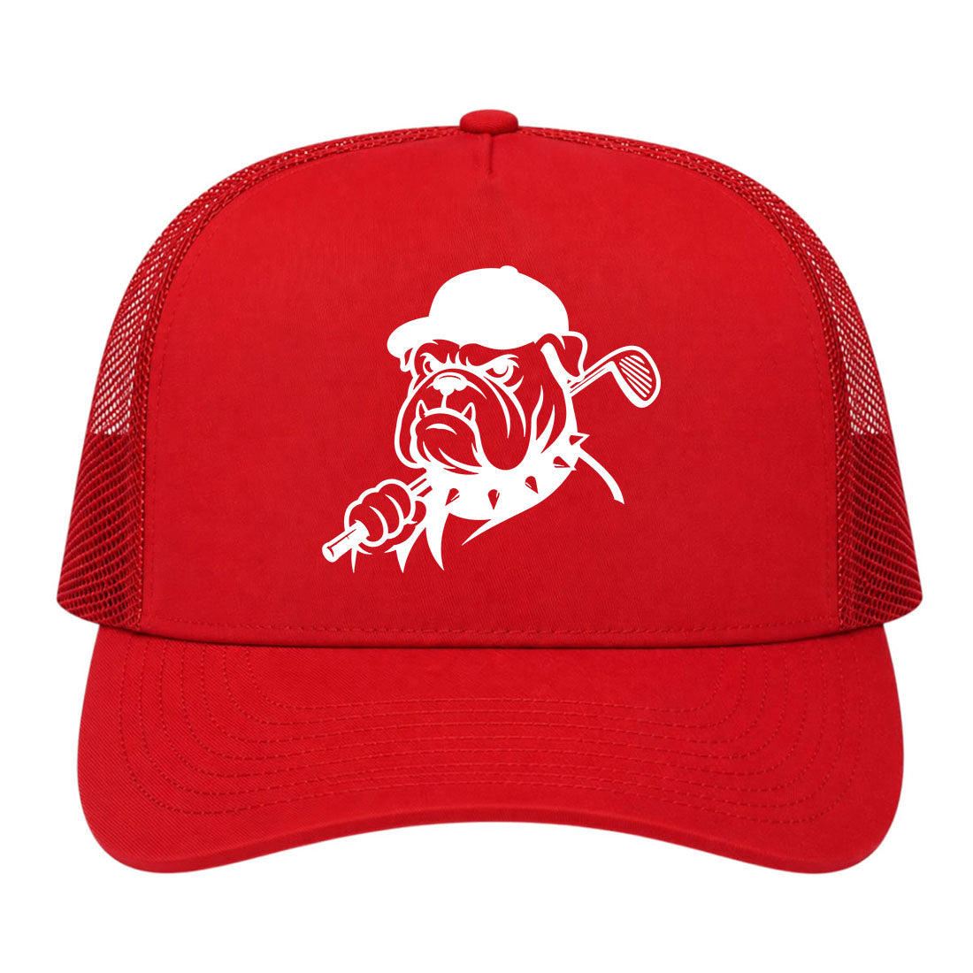 Red Georgia Dog Mascot Golf Trucker Hat