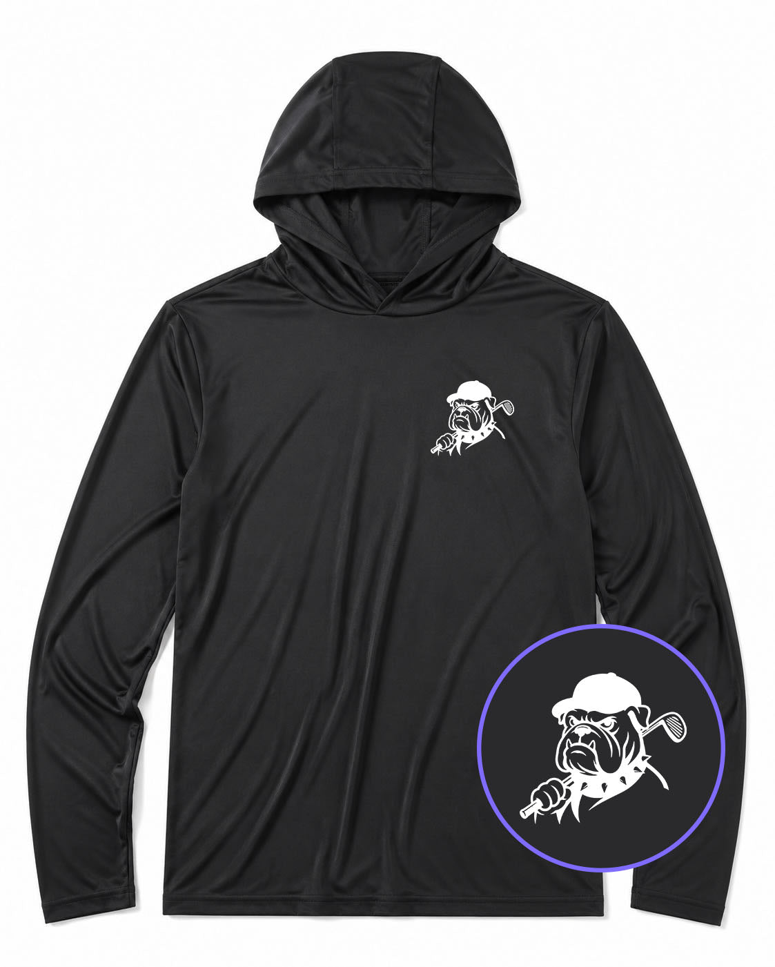 Black Georgia Dog Mascot Men's Lightweight Performance Golf Hoodie