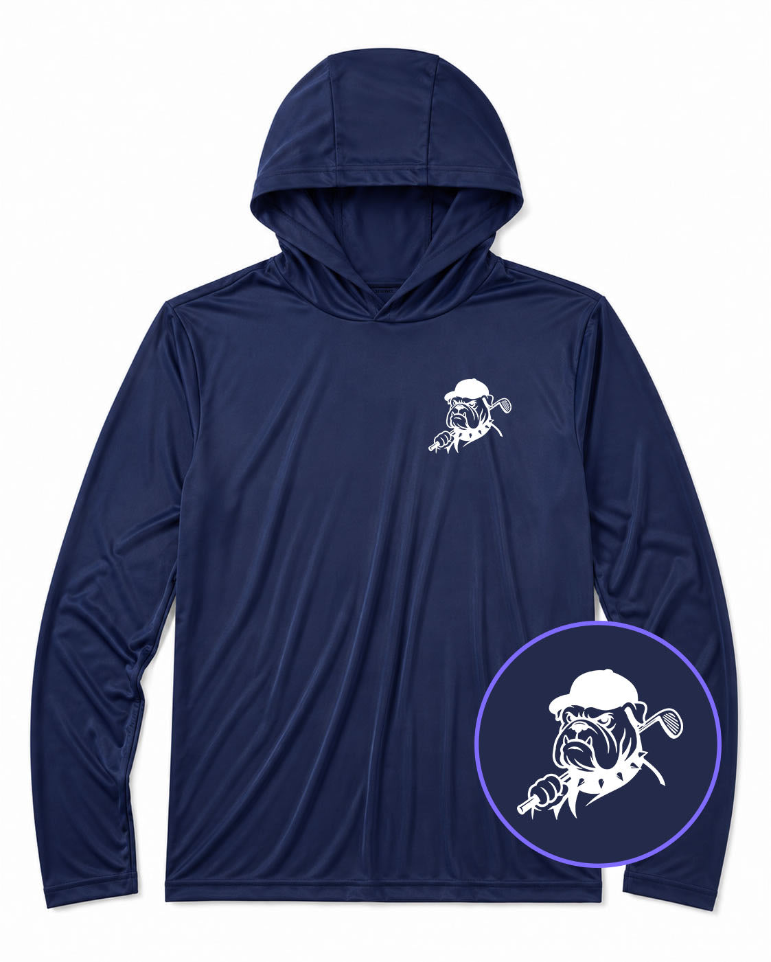 Navy Blue Georgia Dog Mascot Men's Lightweight Performance Golf Hoodie