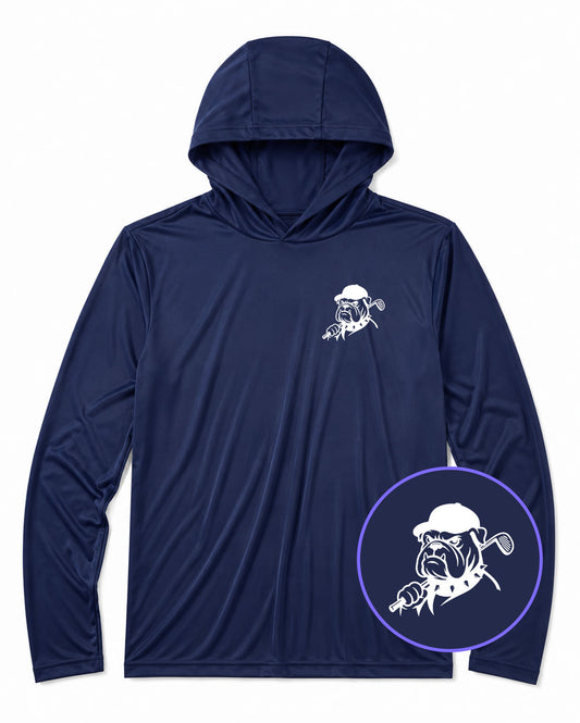 Navy Blue Georgia Dog Mascot Men's Lightweight Performance Golf Hoodie