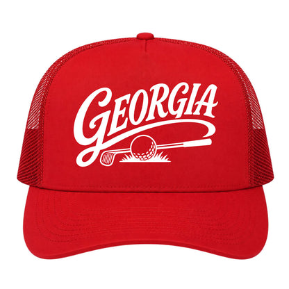 Red Georgia Golf Trucker Hat