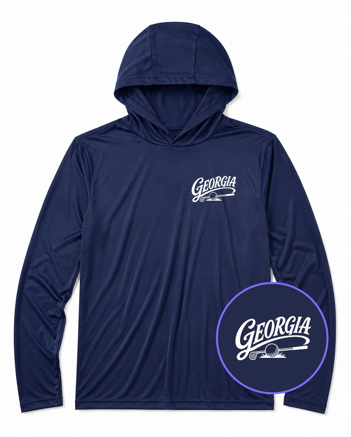 Navy Blue Georgia Golf Men's Lightweight Performance Golf Hoodie
