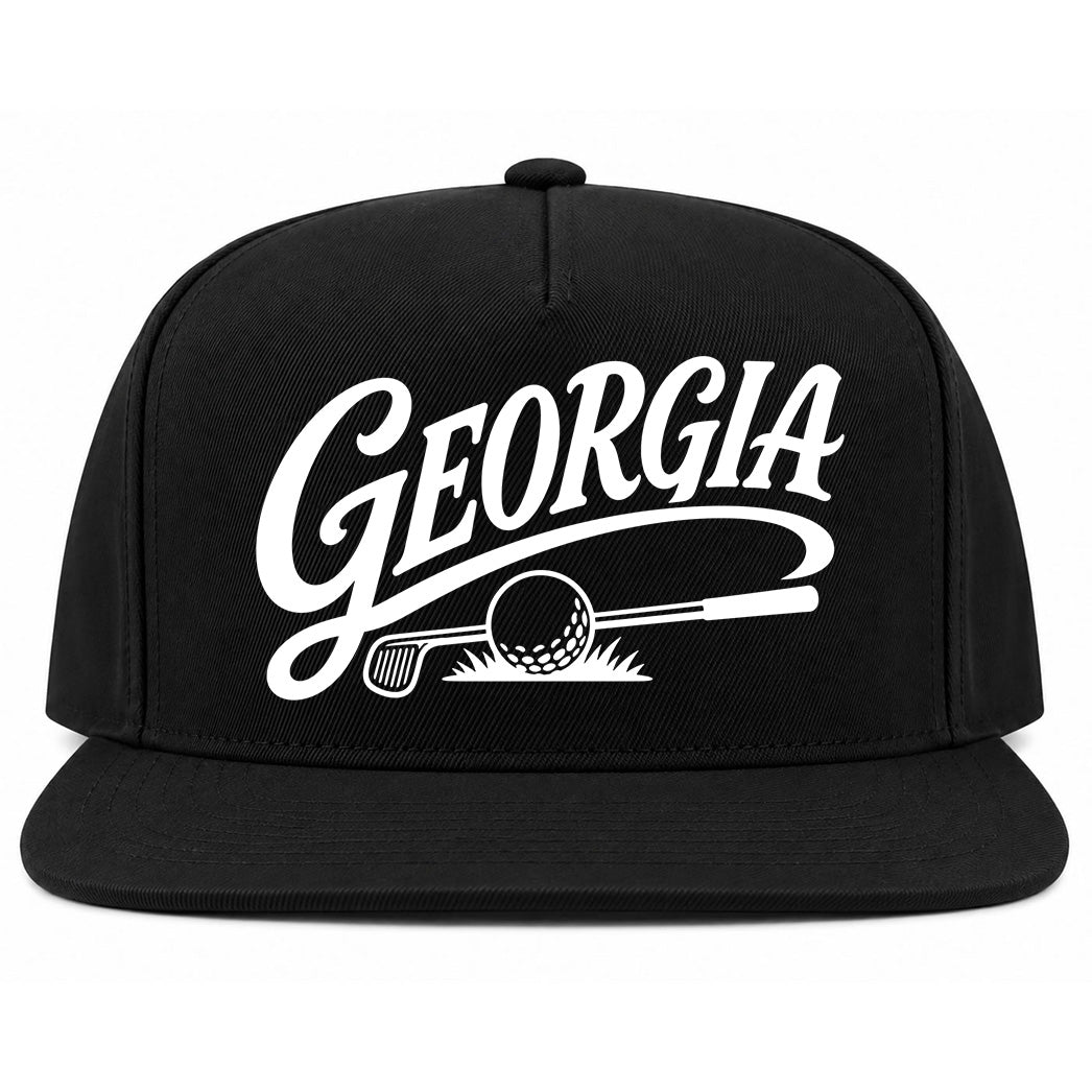 Black Georgia Golf Snapback Hat