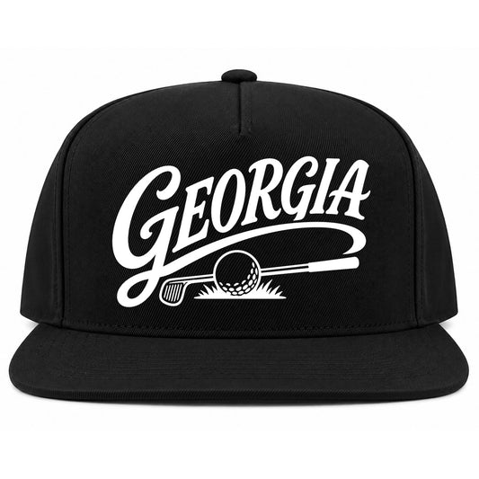 Black Georgia Golf Snapback Hat