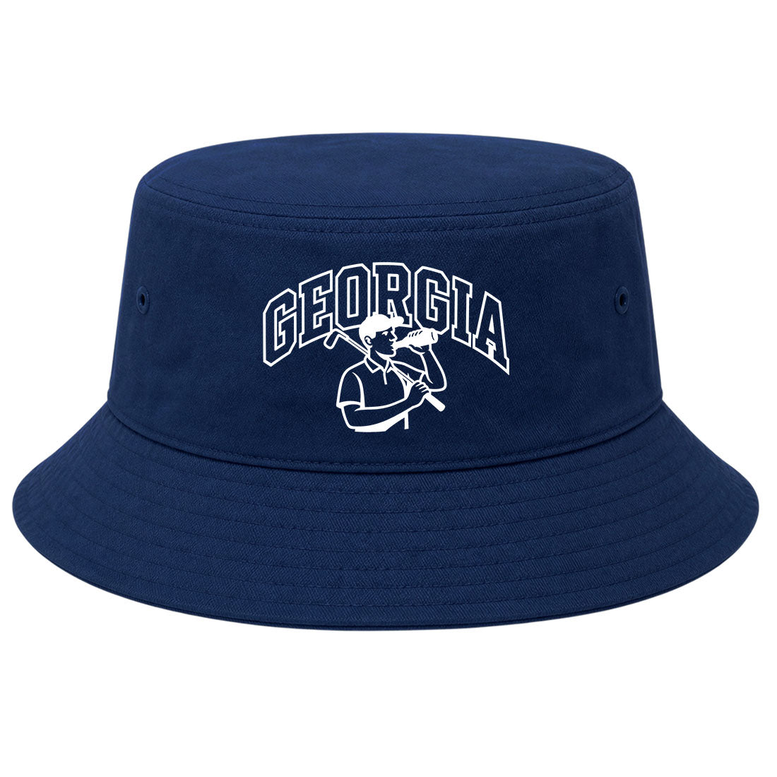 Navy Georgia Golfer Drinking Beer Golf Bucket Hat