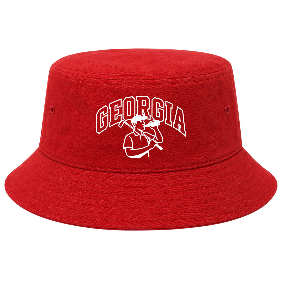 Red Georgia Golfer Drinking Beer Golf Bucket Hat