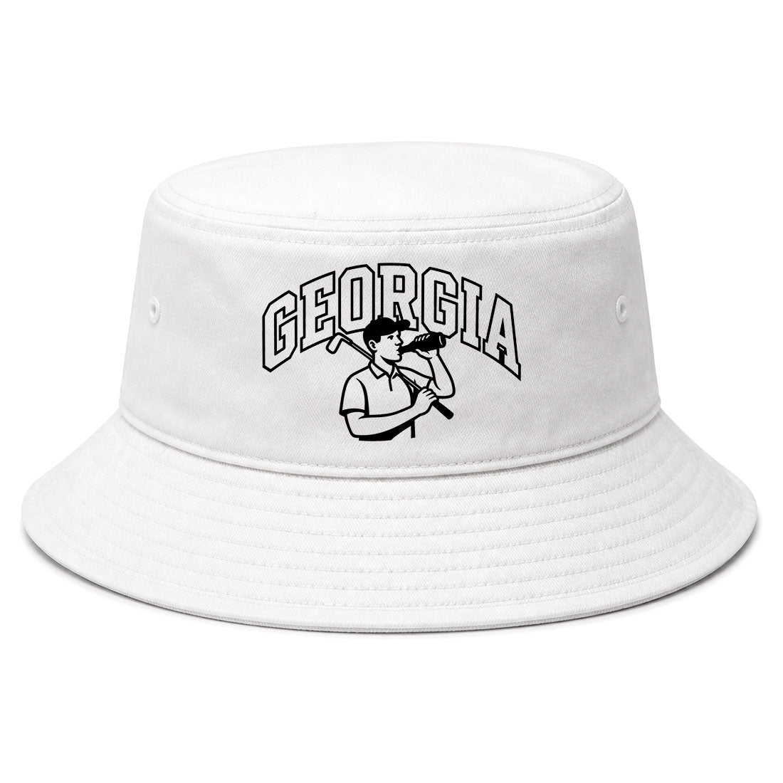 White Georgia Golfer Drinking Beer Golf Bucket Hat