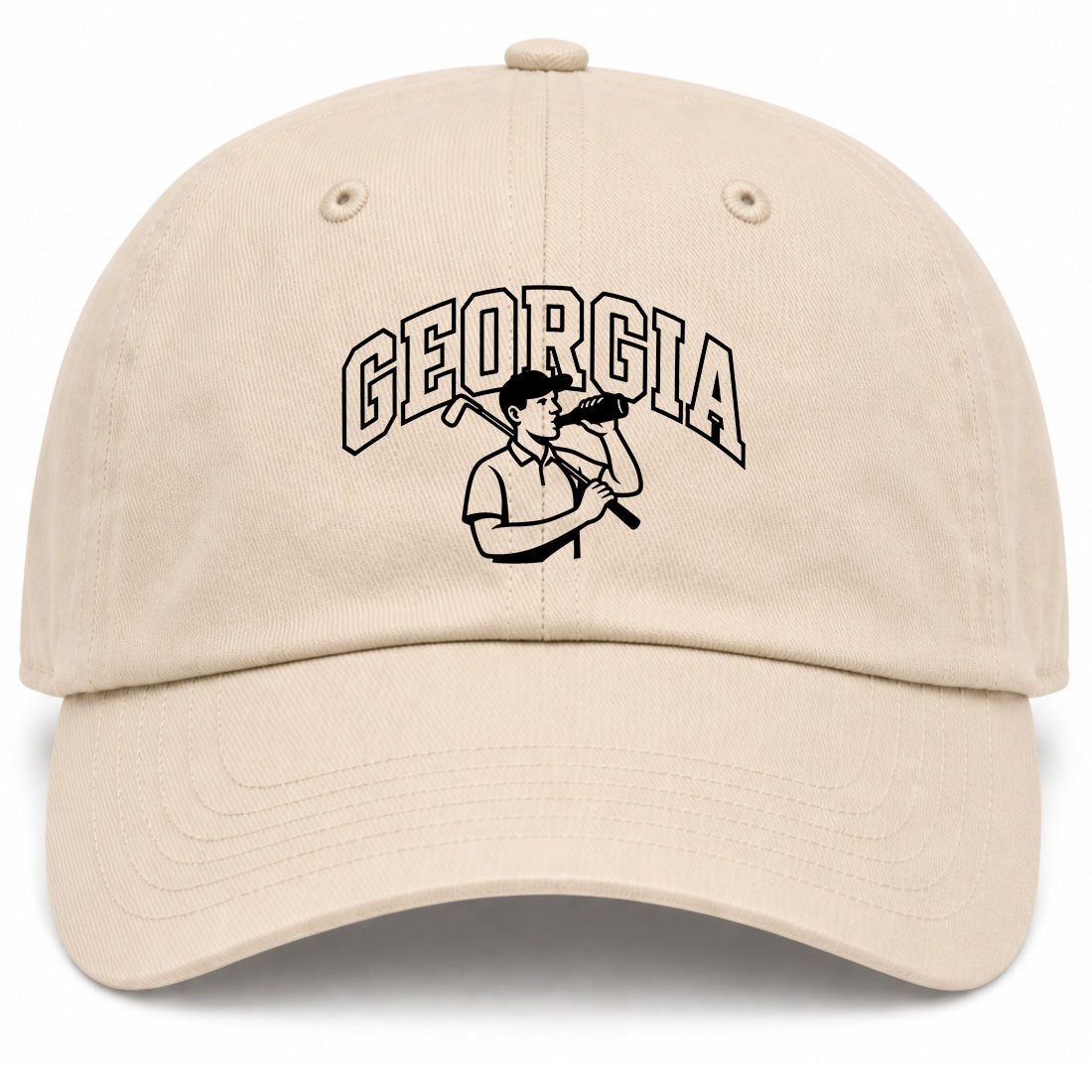 Beige Georgia Golfer Drinking Beer Golf Dad Hat