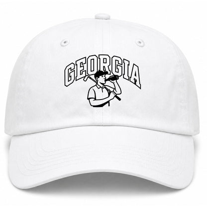 White Georgia Golfer Drinking Beer Golf Dad Hat